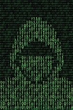 Listing image for Computer Hacker on Binary Code Background POSTER 24 X 18 Inches Nice Wall Art