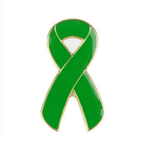 Listing image for Green Ribbon Mental Health Pin Badge Bow Lapel Brooch Enamel Brass for Awareness