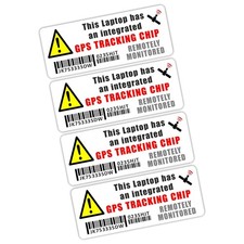 Listing image for 4 x Stickers Laptop GPS Tracking Signs Computer Security Decals Warning Labels