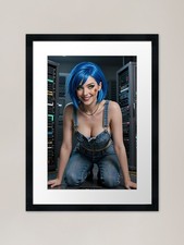 Listing image for Cipher Blue Hair Server Room Tech F Framed Wall Art Poster Canvas Print Picture