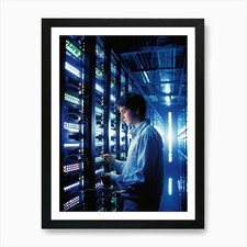 Listing image for High Tech Server Room Bathed In The Framed Wall Art Poster Canvas Print Picture