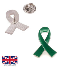 Listing image for Mental Health Awareness Pin Brooch Metal Green Ribbon Badge Support Lapel Logo