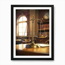 Listing image for Justice Scales In The Courtroom Art Framed Wall Art Poster Canvas Print Picture