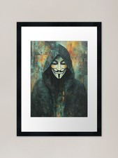 Listing image for Hacker Anonymous Mask Resistance Fr Framed Wall Art Poster Canvas Print Picture
