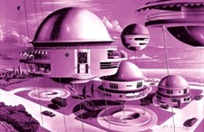Listing image for Antigravity Houses Retro Futurism Art Print – Arthur Radebaugh Sci-Fi Vision