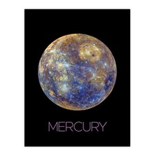 Listing image for Nasa Explore Mercury Messenger Spacecraft Blue Yellow Wall Art Poster Print