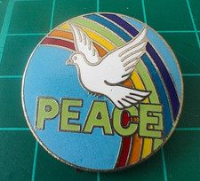 Listing image for Original Political Protest CND Pin Badge Peace Nuclear Campaign Dove Rainbow