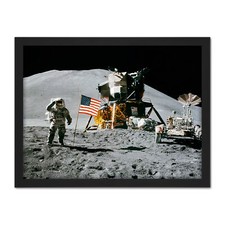 Listing image for Moon Space Apollo 15 Mission Flag Photo Large Framed Art Print