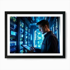 Listing image for Futuristic Server Room Vibrant Digi Framed Wall Art Poster Canvas Print Picture