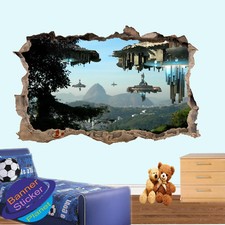 Listing image for ALIEN INVASION UFO FLEET WALL STICKERS 3D ART POSTER MURAL DECAL ROOM DECOR VB5