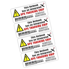 Listing image for 4 x Stickers Netbook GPS Tracking Signs Computer Security Warning Decals Labels